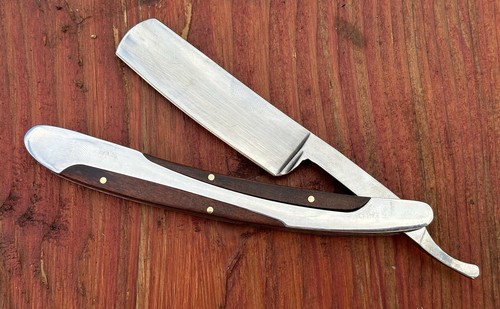 OG Vintage Shaving Straight Razor Chrome Mirror Finish Wood Handle ...