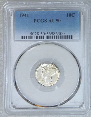 1941 Mercury Dime PCGS AU50 Frosty Luster Just Graded New Holder #A55B