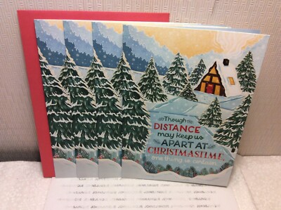 RSVP CHRISTMAS CARDS LOT OF 4 New w/Envelopes ''Though DISTANCE may keep us...''