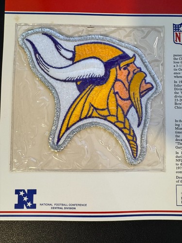 Vintage Minnesota Vikings NFL Embroidered Patch with Historical Fact Card - Picture 3 of 3