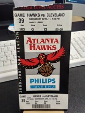 Cleveland Cavaliers vs Atlanta Hawks April 11, 2001 Basketball Game Ticket Stub