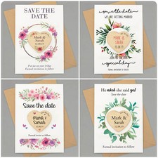 Save The Date Cards Magnets PERSONALISED Rustic Floral Wooden Save The Dates