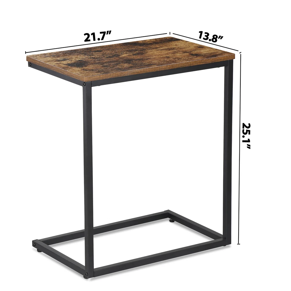 Set of 2 C Shaped End Table Wide Couch Tables Side Table TV Tray for Living Room - Image 3 of 4