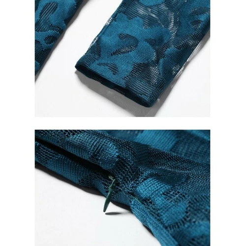 Vestido Europeo Para Mujer Encaje Manga 3/4 Columpio Calce Ajustado Línea A Fiesta Cóctel Vestido - Imagen 7 de 19