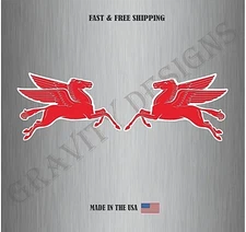 Set of 2 Vintage Mobile Oil Pegasus Formula1 Racing Vinyl Sticker Decal Car Wall