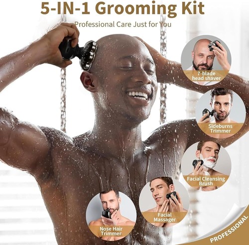 No Bumps Head Shavers for Bald Men: 5-In-1 Electric Razor - IPX7 Waterproof Shav - Picture 4 of 11