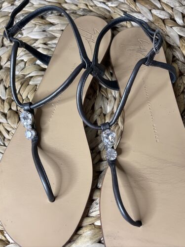 GIUSEPPE ZANOTTI Zinn LEDER Damen Größe 39 Riemen Tanga Sandalen ITALIEN - Bild 3 von 10