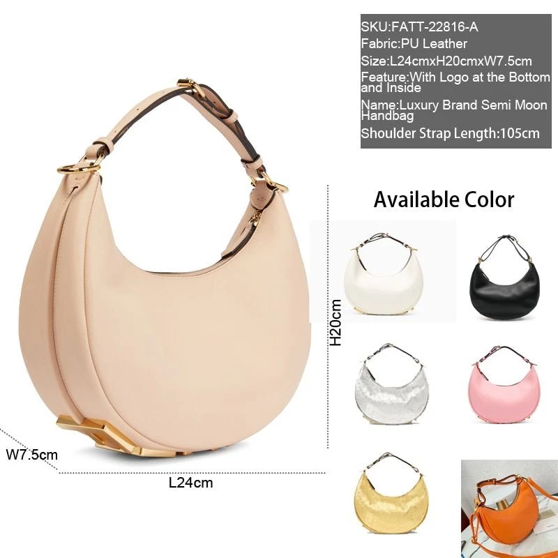 Original quality PU leather handbag purse cute moon bag Female