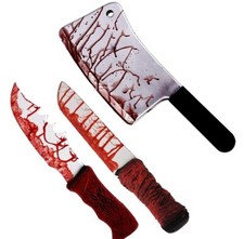 Halloween Bloody Weapons Hard Foam Realistic Butcher Knife Fancy Dress Costume