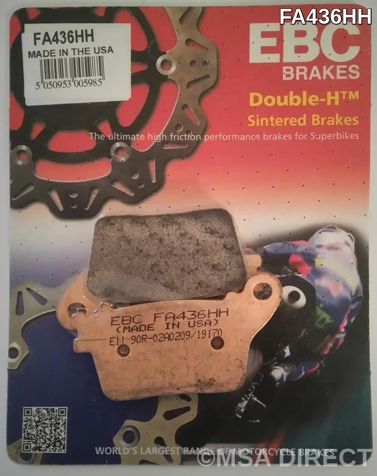Pastillas de freno de disco trasero sinterizadas EBC (1 juego) se adaptan a HONDA CBR600RR (2007 a 2022) Foto 2 de 4