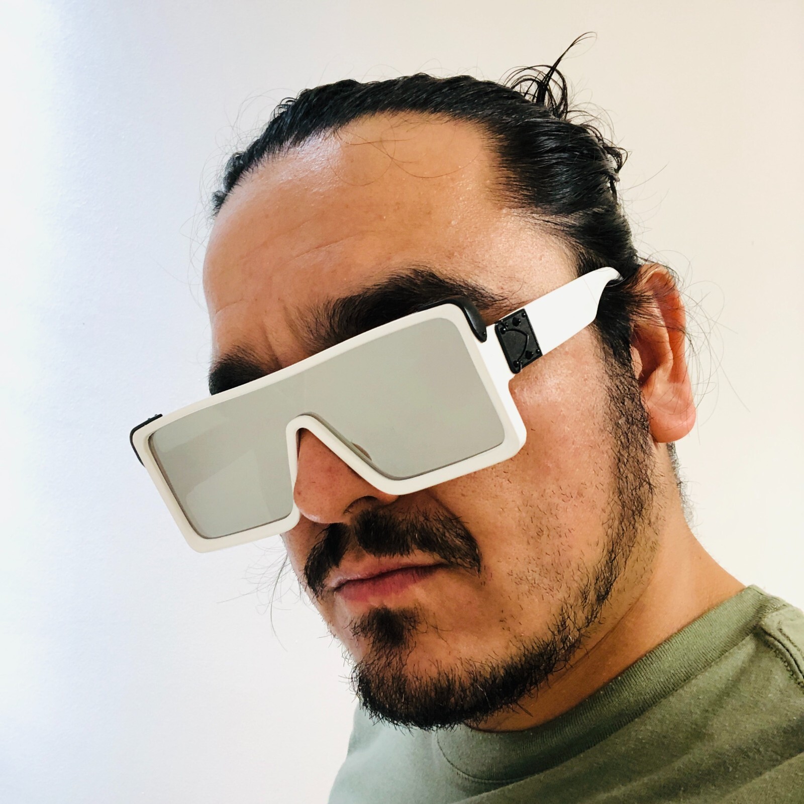 Premium White Square Sunglasses with Mirror Lens for Men & Women-image