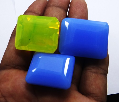 Natural 245Ct Ethiopian mix Fire Opal Emerald Loose Gemstone Certified 3pcs lot - Picture 5 of 7