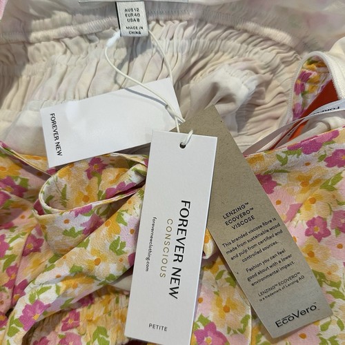 Forever New Dress Size AU/UK 12 US 8 Midi Pink Floral Short Sleeve Romantic NWT - Picture 5 of 5