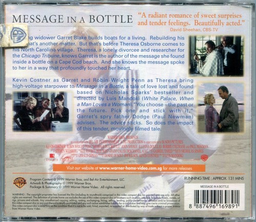 1999 Message in a Bottle Original Video CD VCD Set Kevin Costner Rare OOP HTF - Picture 2 of 3