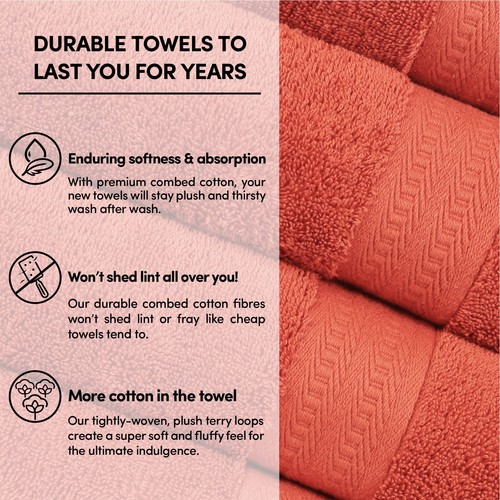 Combed Cotton Bath Towels Set, Soft & Absorbent Bathroom Towels, Quick Dry - Picture 66 of 84