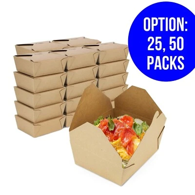 Kraft Paper Take Out Container To Go Boxes Leftover Containers