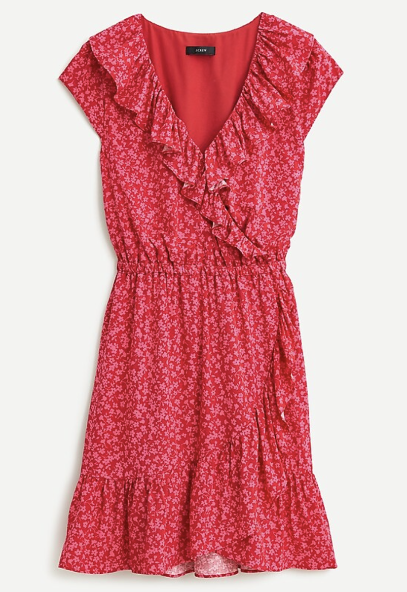 j crew red floral wrap dress J. Crew Red Floral Wrap Dress