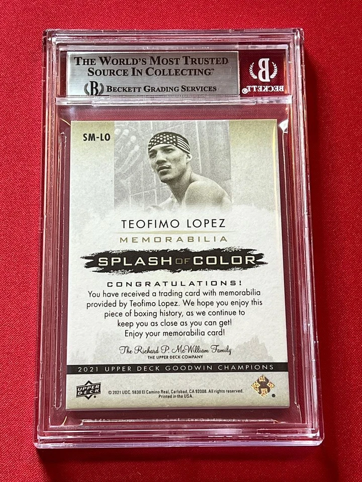 2021 Goodwin Champions TEOFIMO LOPEZ Splash Color Memorabilia /15 BGS 8.5 Pop 1 - Image 2 of 2