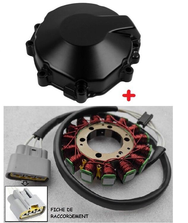 Carter d'alternateur stator pour ZX6R ZX636 de 2009 à 2017 en aluminium noir