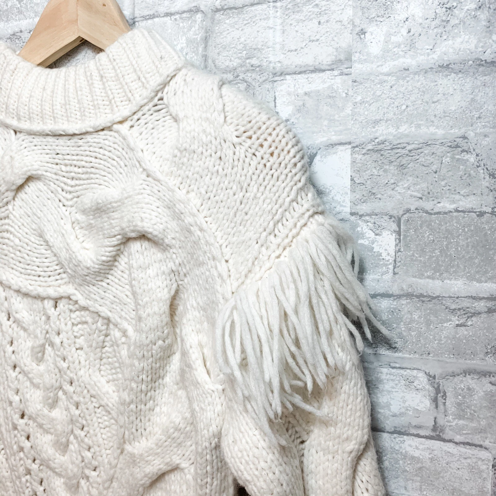 Coach Patchwork Aran Maglione Lana Manica Lunga Mini Abito Avorio Donna XS