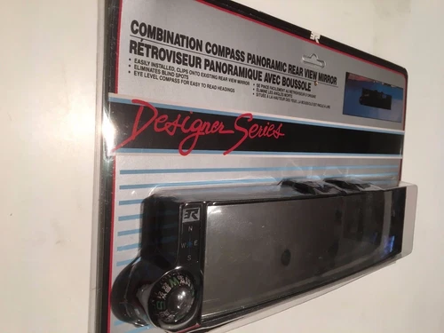 COMBINATION COMPASS & PANORAMIC REAR VIEW MIRROR, MIRROR 10.5" X 2.5", Rush ship