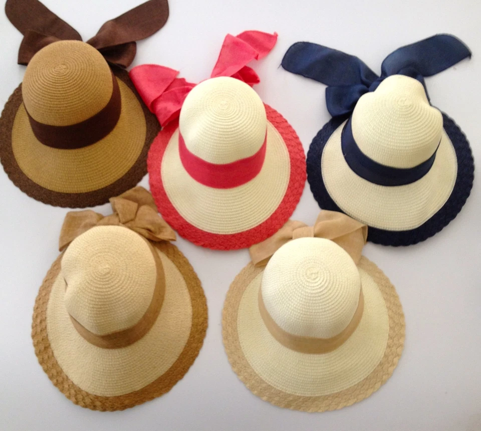 Nuevo sombrero para mujer aplastable empacable Cloche paja ala ancha flojo FPS50 Foto 2 de 2