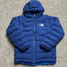 The North Face Boys Reversible Perrito Hooded Puffer Jacket Youth Medium Blue