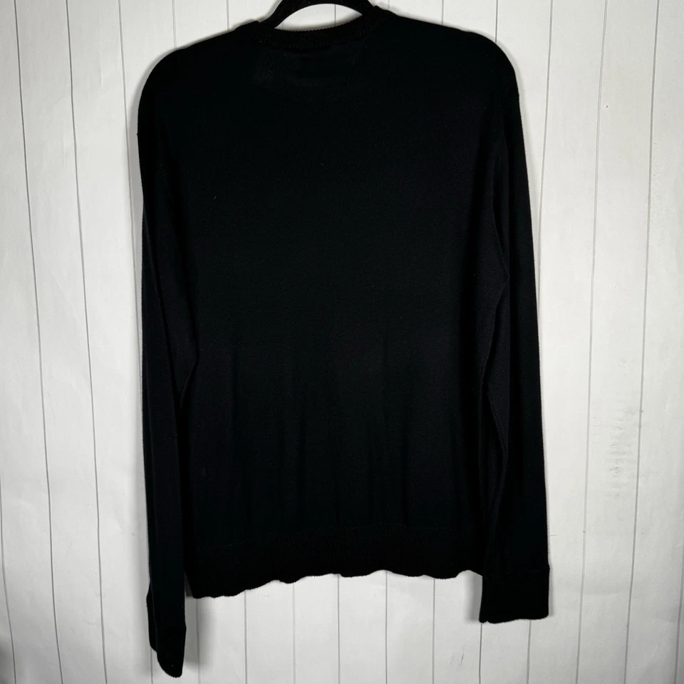 Suéter De Colección Perry Ellis Negro Seda Mezcla Cachemira Minimalista Lujo Pullover XL Foto 3 de 4