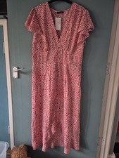 BNWT Quiz Size 18 Pink Short Sleeve V Neck Midi Dress (725/214/v)