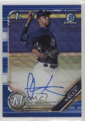 2019 Bowman Draft Chrome Pick Blue Wave Refractor 29/150 Antoine Kelly Auto tx9