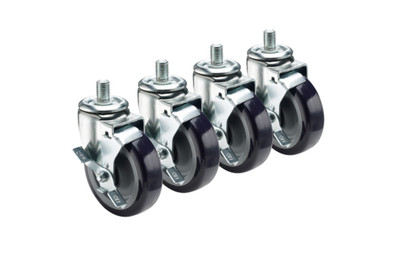 KROWNE 28-147S 6'' Heavy Duty Caster Wheels Set of 4 w/ Brake 3/4''-10 Stem