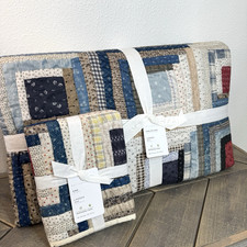 POTTERY BARN LASSEN HANDCRAFTED PATCHWORK KING QUILT  1 KING SHAM BLUE MULTI