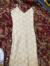 Vintage Bebe Cream Ivory Lace Slip Dress Y2K Romantic Floral Spaghetti Strap