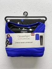 2-Piece ClimateRight Cuddl Duds Women’s M Base Layer Top Legging Set • Celestial