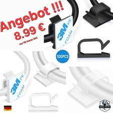 Kabelhalter selbstklebend 3M 100x Kabel Clip Halterung transparent schwarz weiß