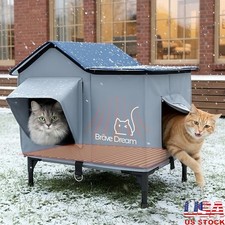 Heated Cat House Outdoor Durable Lightweight Insulated Shelter W/ Dual Doors New