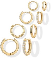 Gokeey Small Gold Huggie Hoop Earrings Set for Women 14K Real 6mm,