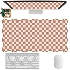 Scalloped Desk Mat Extended Large Cute Mouse Pad Big Desk Pad XXL Aesthetic Kawa