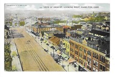 Postcard Hamilton Ohio Aerial View Of High St. Looking West c1908