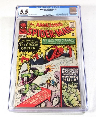 SPIDER-MAN #14 ~~ CGC 5.5  ~~  1st Green Goblin!   ~ w/ the Hulk!   ~~ 1964! 😁