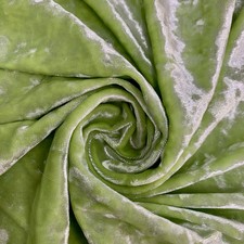 Samantha LIME GREEN SILVER Polyester Stretch Crushed Velvet Fabric by the Yard