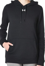 Under Armour Hustle Fleece Hoodie Womens SM Black New NWT Pullover 1300261