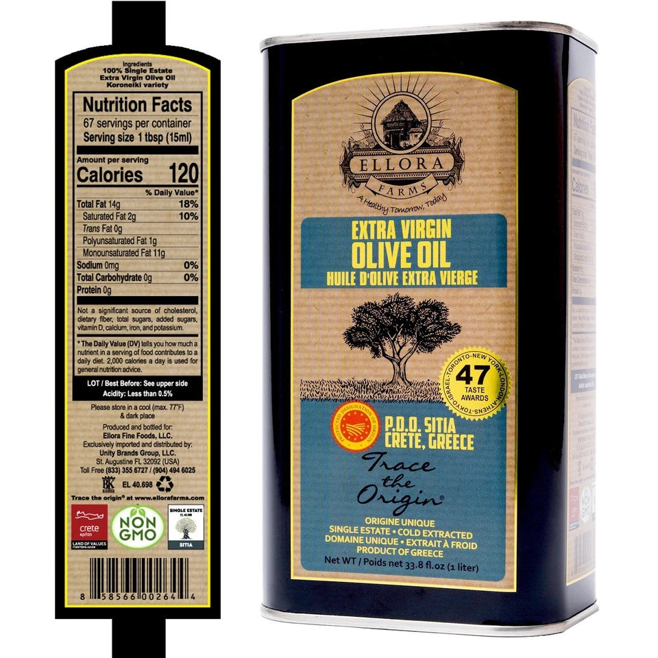 Single Estate SITIA, Greek Extra Virgin Olive Oil, Kosher, Traceable, 34oz (1Lt) - Image 3 of 4