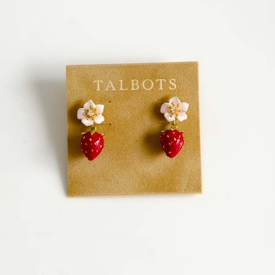 New Talbots Flower Strawberry Drop Earrings Women Party Vacation Jewelry Gift