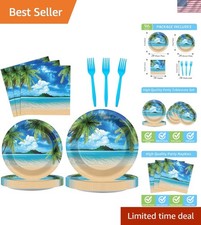 96Pcs Beach Party Plates and Napkins for Summer Tropical Birthday Party Supplies