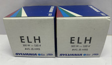 NOS LOT OF 2 TUNGSTEN HALOGEN PROJECTOR LAMP ELH 300W-120V SYLVANIA