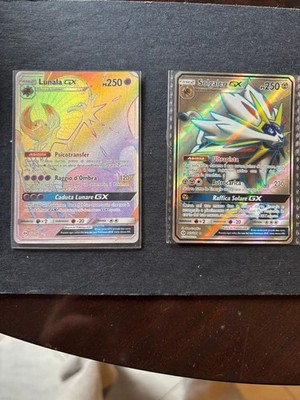   LEGENDÄRES SET: Lunala GX Rainbow + Solgaleo GX Full Art  