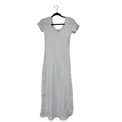 Vitamin A Womens Catalina Tee Dress XS White Ribbed Knit Slit scoop neck NWT