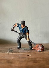 Vintage Old farm Worker /Hand shovelling hay. Lead Figure Farmyard Toys