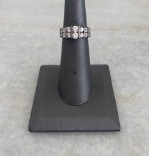 Beautiful Vintage Sterling Silver 925 DG GV CZ Double Row Ring Band Sz 4.75